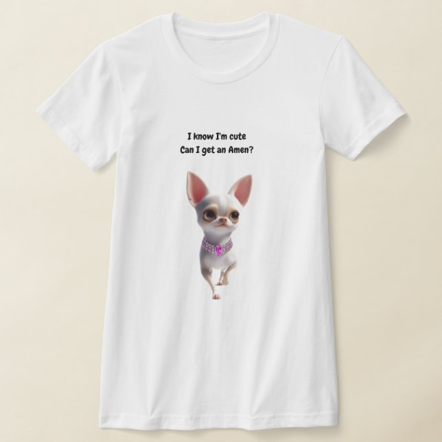 Cute White Chihuahua Silhouette Window Decal T Shirt (Laydown)