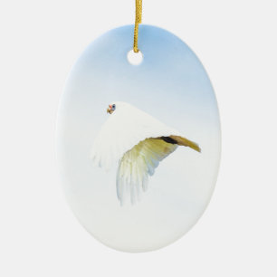 Cute white Cockatoo (ljuddämpning) i Australien Julgransprydnad Keramik