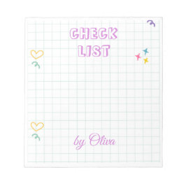 Cute White & Colorful Gingham Pattern Anteckningsblock