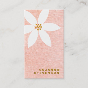 Cute White Daisy Rosa Blommigt Visitkort