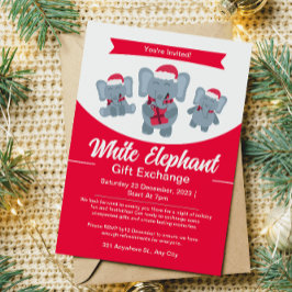 Cute White Elephant Gift Exchange-inbjudan Inbjudningar