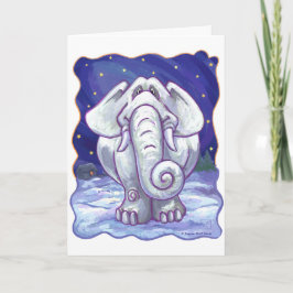 Cute White Elephant Gift Helgkort