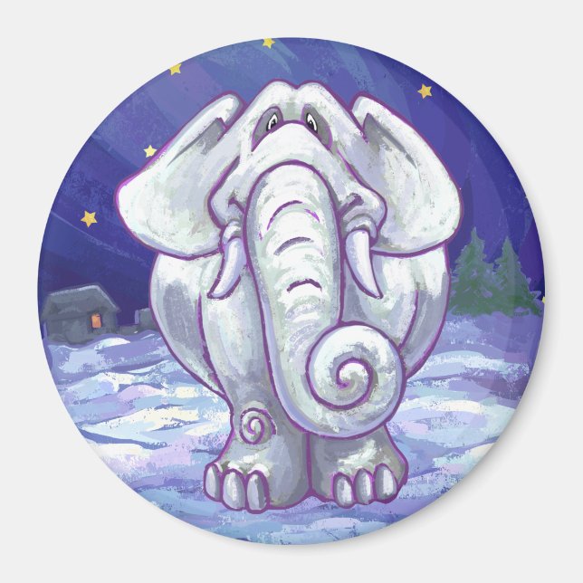 Cute White Elephant Gift Magnet (Framsidan)