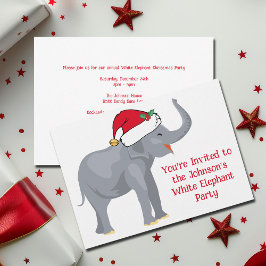 Cute White Elephant-julets Anpassningsbar Julfest Inbjudningar