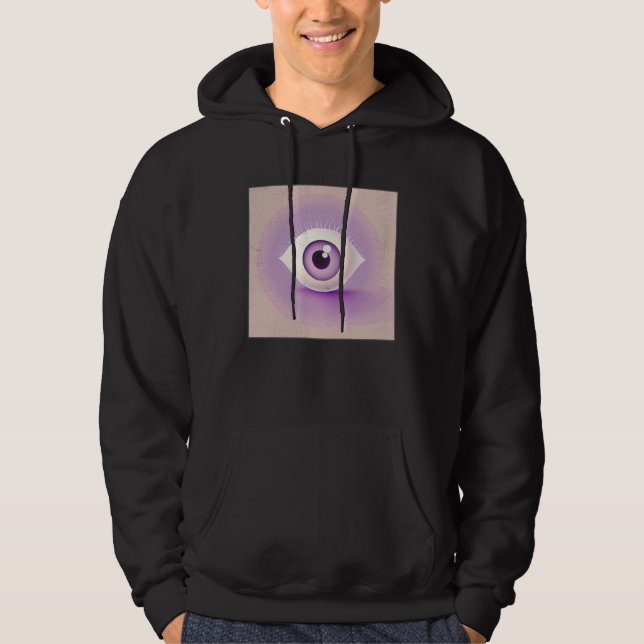 Cute White Eye Illustration Pastel Color Women Men Hoodie (Framsida)