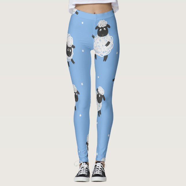 Cute white får: vintage lamm. leggings (Framsida)