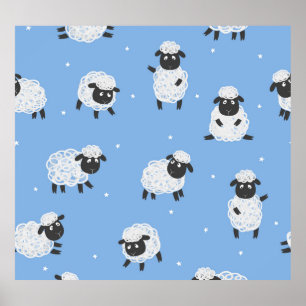 Cute white får: vintage lamm. poster