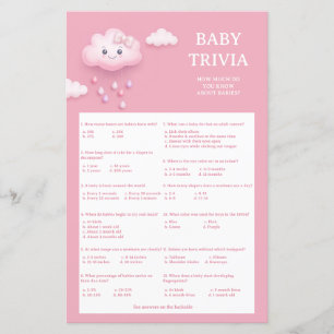Cute white fluffy-leende moln 9 Baby Trivia-spel