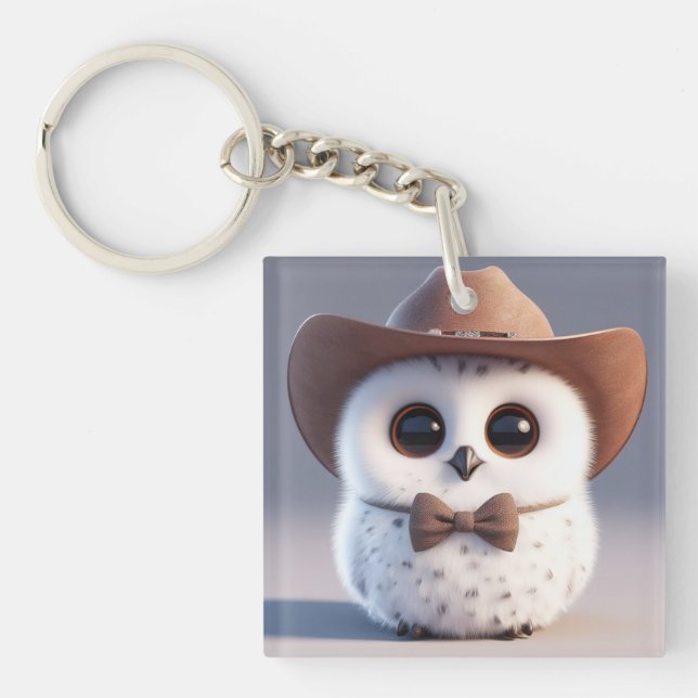 Cute white fluffy owl with a cowboy hat (Framsidan)