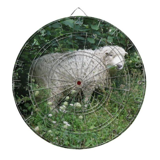 Cute White Fluffy Sheep Eart Board Darttavla (Framsidan)