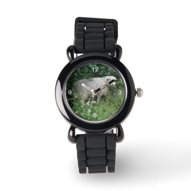 Cute White Fluffy Sheep Eep Glitter Watch Armbandsur (Framsida)