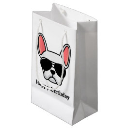 Cute White Fransk Bulldog Ansikte Small Gift Bag