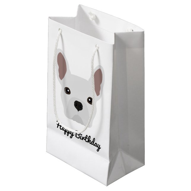Cute White Fransk Bulldog Birthday (Framsidan Vinklad)