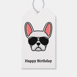 Cute White Fransk Bulldog Gift-Märkre Presentetikett