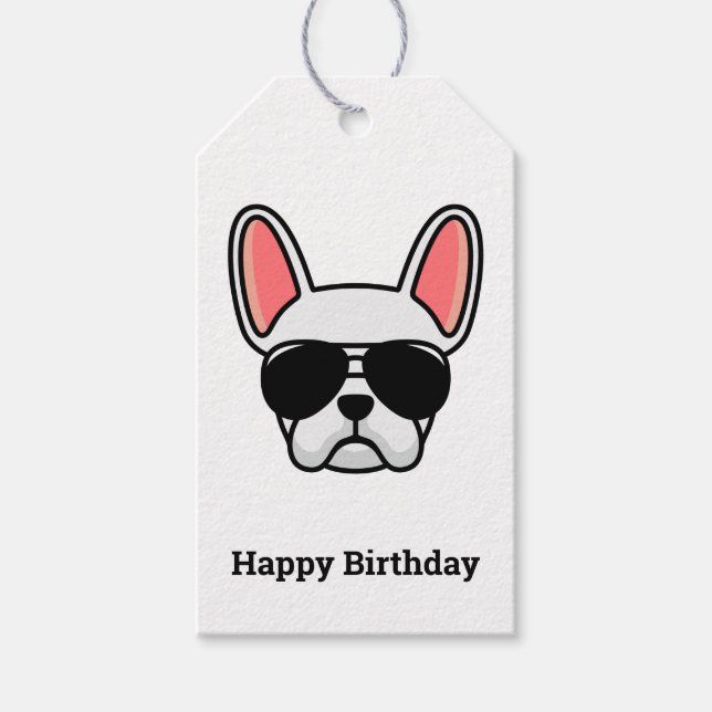 Cute White Fransk Bulldog Gift-Märkre Presentetikett (Framsidan)