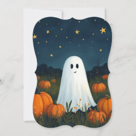 Cute White Ghost med Pumpkins
