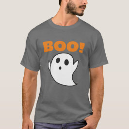 Cute White Ghost Tecknad med BOO! ord T Shirt