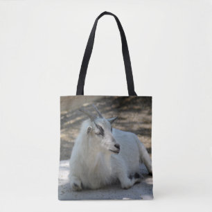 Cute White Goat Layed Photo Tygkasse