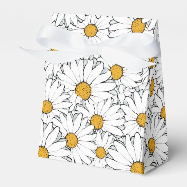 Cute White Gult Daisy Blommigt Art Mönster Presentaskar (Framsidan Sidan)