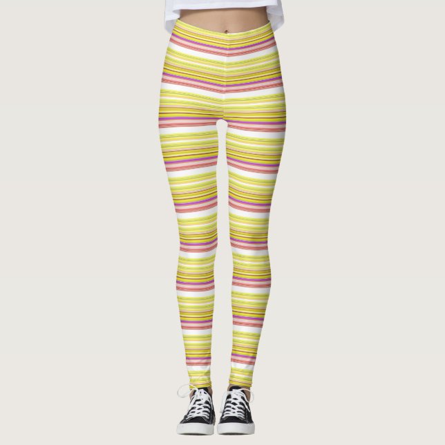 Cute white gult rand leggings (Framsida)
