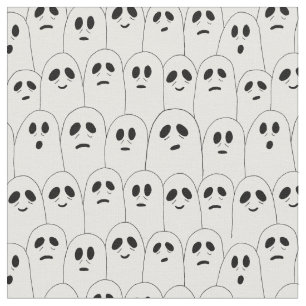 Cute White Halloween Spöken mönstrad Tyg