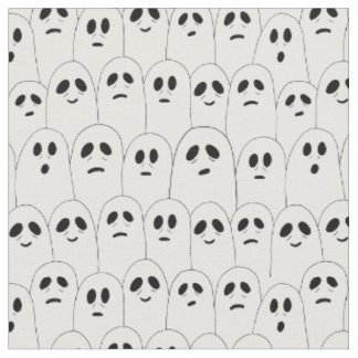 Cute White Halloween Spöken mönstrad Tyg