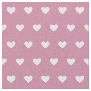 Cute White Hearts Dot Mönster Dusty Ro Tyg