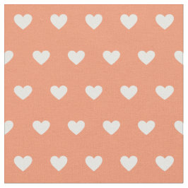 Cute White Hearts Dot Mönster Peach Tyg