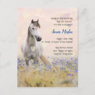 Cute White Horse Lila Flower Feminine Chic Vykort