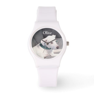 Cute White Hund Grönt Scarf Djurälskare Armbandsur