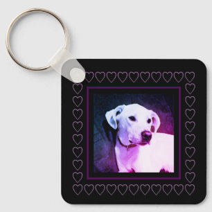 Cute White Hund Hearts Ram Valentine Day Nyckelring