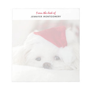 Cute White-Hund i en röd julklapp Anteckningsblock