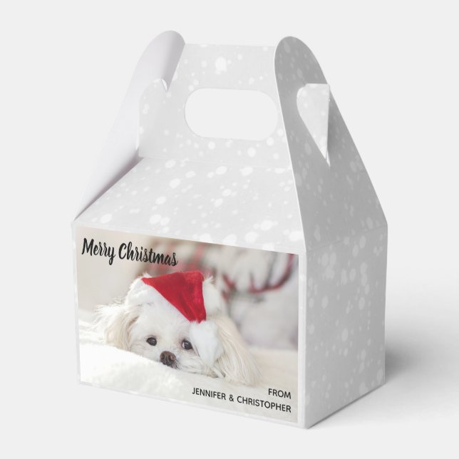 Cute White-Hund i en röd julklapp Presentaskar (Framsidan Sidan)
