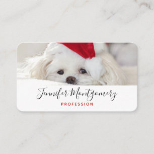Cute White-Hund i en röd julklapp Visitkort