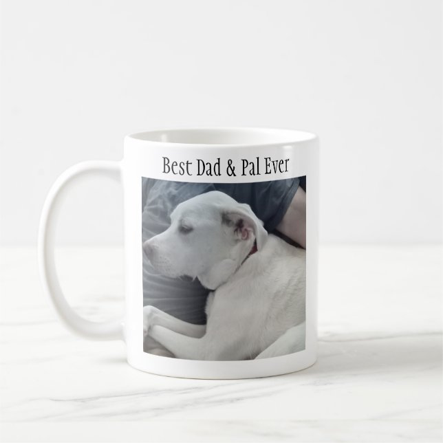 Cute White-Hund med Best Pal One Two Photo Kaffemugg (Vänster)