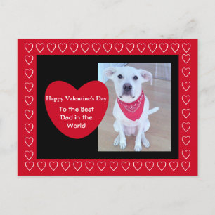 Cute White Hund med Funny Öron Red hearts Black Vykort
