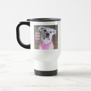 Cute White Hund med Rosa Scarf Best Mamma någonsin Resemugg