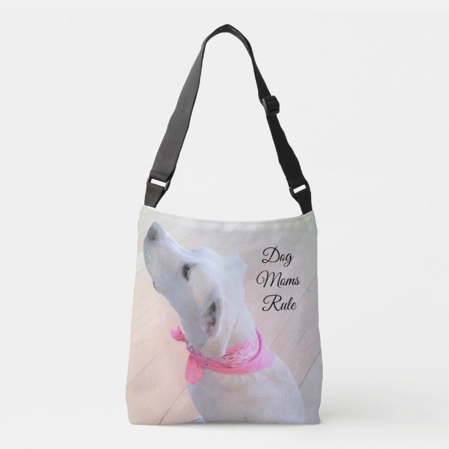 Cute White Hund Rosa Scarf Axelväska (Framsida)