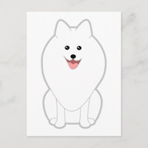 Cute White Hund. Spitz eller Pommern. Vykort