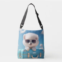Cute White Hund Travel Suitcase Personlig Namn