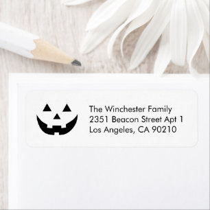 Cute white Jack o lantern Halloween roligt adress Returadress Etikett