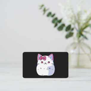 Cute White Kattunge med Rosa Bowtie Visitkort
