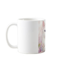 Cute White Kattunge och Rosa Flowers