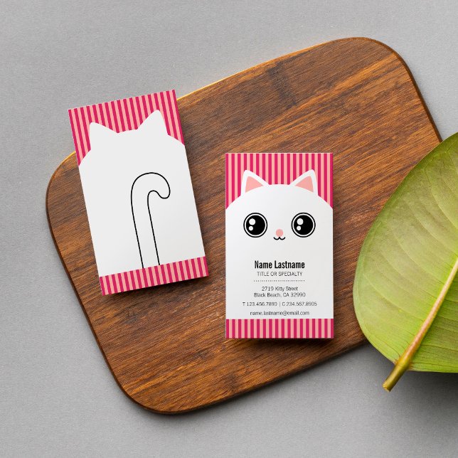 Cute White Kattunge Sitter Pet Visitkort (Skapare uppladdad)