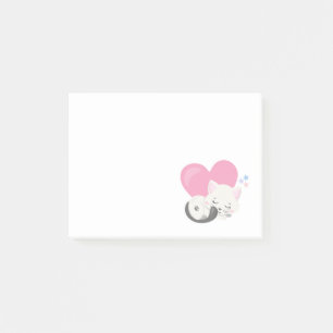 Cute White Kattunge Sleeping Post-it Block