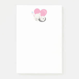 Cute White Kattunge Sleeping Post-it Block