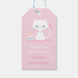 Cute White Kattunge Tack Party Gift-Märkre Presentetikett