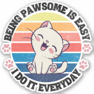 Cute white Kawaii cat Klistermärken