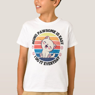 Cute white Kawaii cat T Shirt