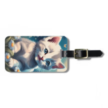 Cute White Kitten Acrylic Luggage Tag